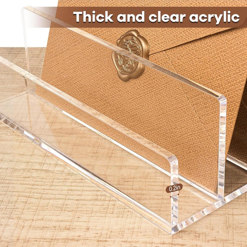 Hisize Acrylic Mail Organizer File Sorters for Desk,2-Section Laddered Desktop Vertical Letter Holder,Desk Organizer Workspace Organizer - Image 3